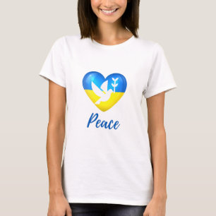T-shirt Peace Dove Ukraine - Coeur du drapeau