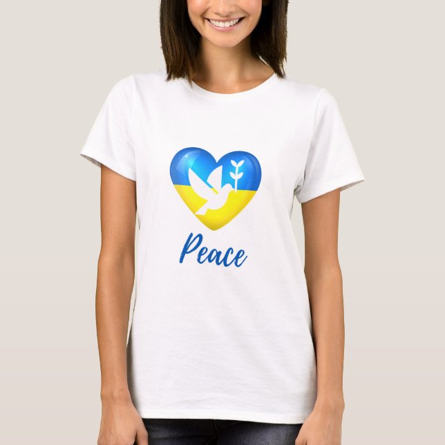 T-shirt Peace Dove Ukraine - Coeur du drapeau (Devant)