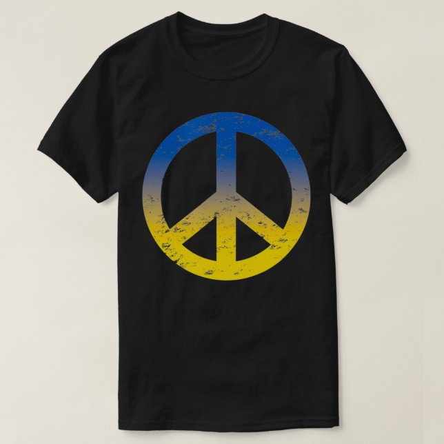 T-shirt Peace in Ukraine  Peace Symbol in Ukraine Flag Col (Design devant)
