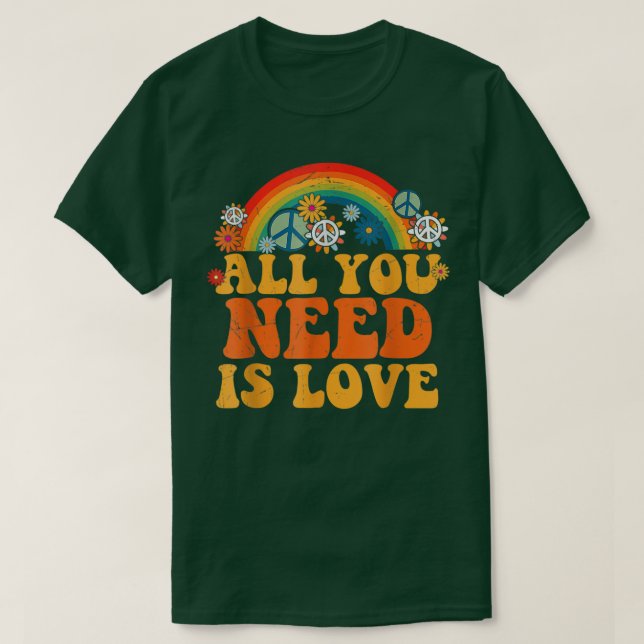T-shirt Peace Love 60s 70s Tie Dye Groovy Hippie Costume H (Design devant)