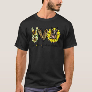 T-shirt Peace Love Allemand Berger Chien Tournesol