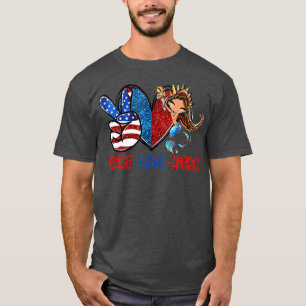 T-shirt Peace Love America US Drapeau American Mermaid 4e 