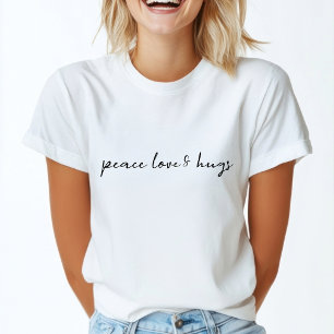T-shirt Peace Love and Hugs Minimal Simple White Christmas