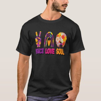 T-shirt Peace Love And Soul Groovy Hippie Retro Sign Heart