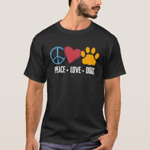 T-shirt Peace Love Animal Empreinte de patte Chien Canine