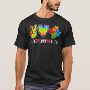 T-shirt Peace Love Autism Poppin Sensibilisation sur l'aut