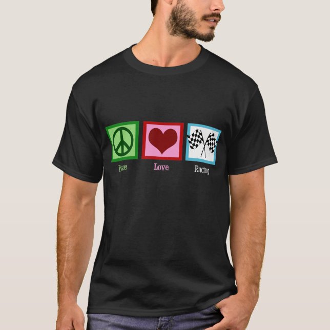 T-shirt Peace Love Auto Racing (Devant)