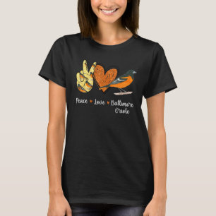 T-shirt Peace Love Baltimore Oriole Bird