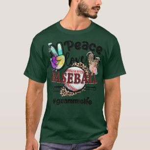 T-shirt Peace Love Baseball Grammie Life Maman Grand-mère