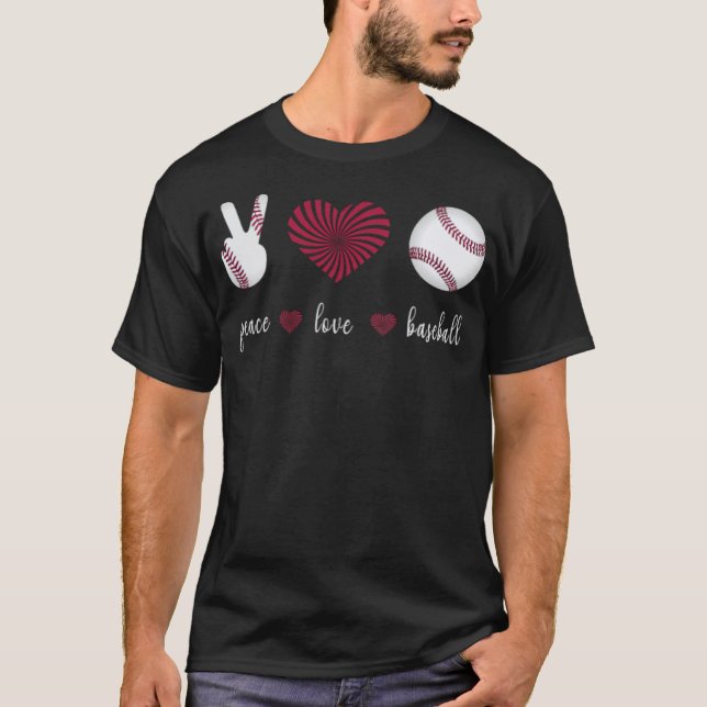 T-shirt Peace Love Baseball s (Devant)