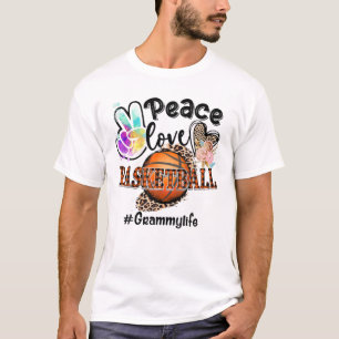 T-shirt Peace Love Basketball Grammy Vie Maman Grand-mère 
