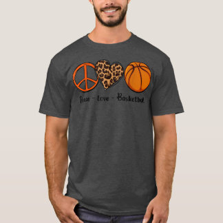 T-shirt Peace Love Basketball mignonne Design pour les fem