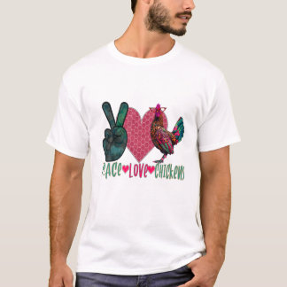 T-shirt Peace Love Bétail de poulet