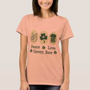 T-shirt Peace Love Bière verte Tee - shirt