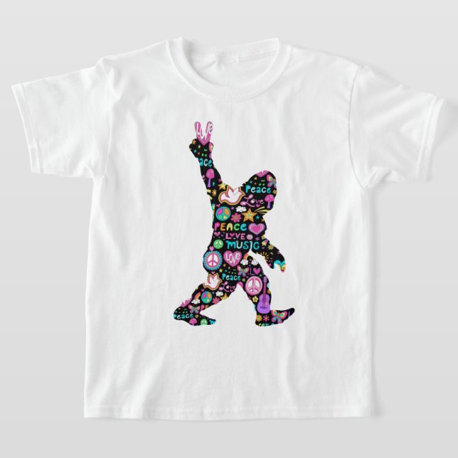 T-shirt Peace Love Bigfoot Hippie Funny Bigfoot Lover (Poser)