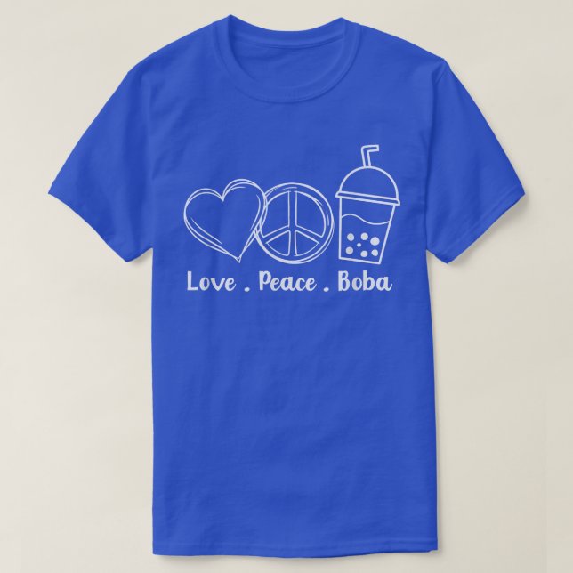 T-shirt Peace Love Boba Bubble Tea Drink Tapioca Boba Tea (Design devant)
