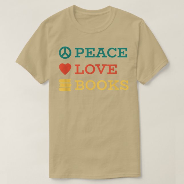 T-shirt Peace Love Books843 (Design devant)