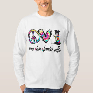 T-shirt Peace Love Border Collie Tie Dye Amoureux des chie