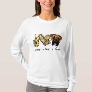 T-shirt Peace Love Boxer Chien Boxer Amoureux des chiens C