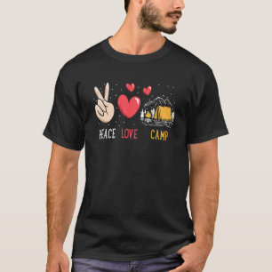 T-shirt Peace Love Camp Camping Graphisme Femmes Et Hommes