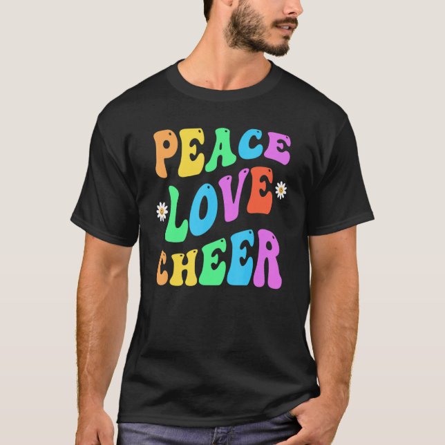 T-shirt PEACE LOVE CHEER Rétro Pom-pom girl Super Retour v (Devant)