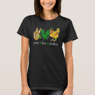 T-shirt Peace Love Chicken Animal Farmer Irlandais St patr