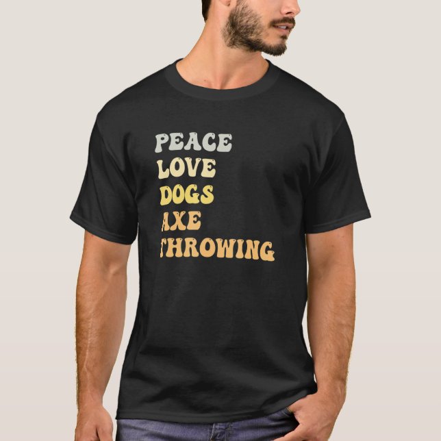 T-shirt Peace Love Chiens Ax Jeter Retro (Devant)