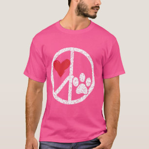 T-shirt Peace Love Chiens Floral Chien Paw Chien mignon Jo