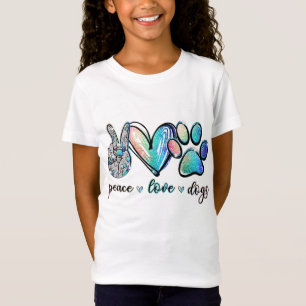 T-Shirt Peace Love Chiens Funny Paw Amoureux des chiens Ch