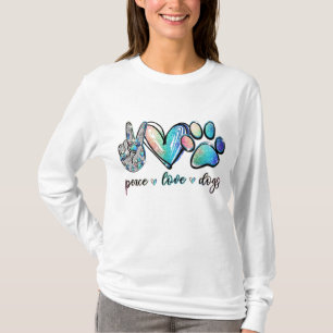 T-shirt Peace Love Chiens Funny Paw Amoureux des chiens Ch