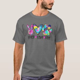 T-shirt Peace Love Chiens Tie Dye Chien Paw Chien Maman Am