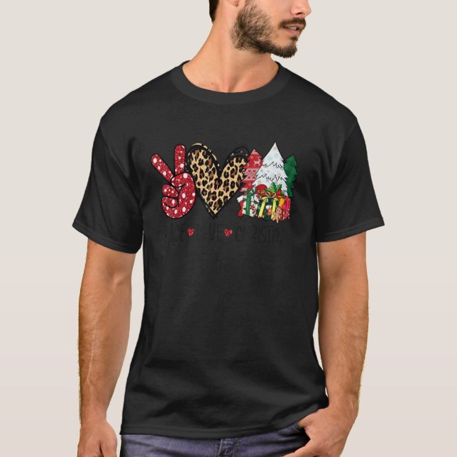 T-shirt Peace Love Christmas Merry Christmas Happy Xmas (Devant)