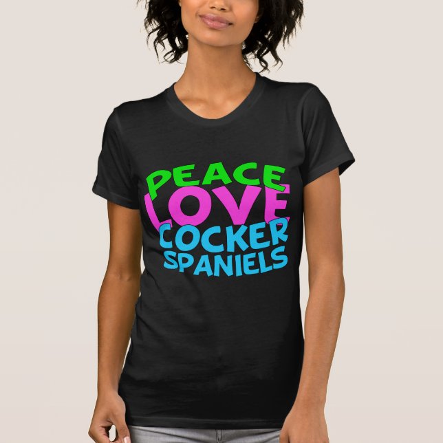 T-shirt Peace Love Cocker Spaniels (Devant)