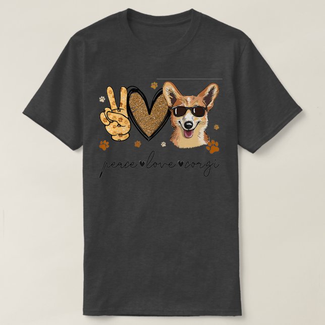 T-shirt Peace Love Corgi (Design devant)