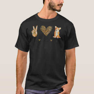 T-shirt Peace Love Corgi Animal Chien Chien Chien Propriét
