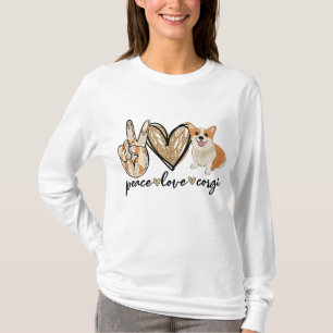 T-shirt Peace Love Corgi Funny Chien Maman Fête des Mères 