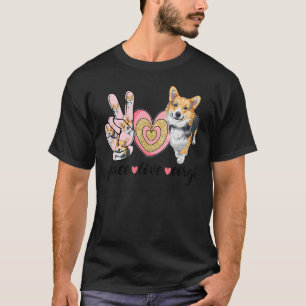 T-shirt Peace Love Corgi mignonne Chien Maman Fête des mèr