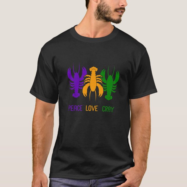 T-shirt Peace Love Crayfish Homard Fan Crawfish Mardi Gra (Devant)