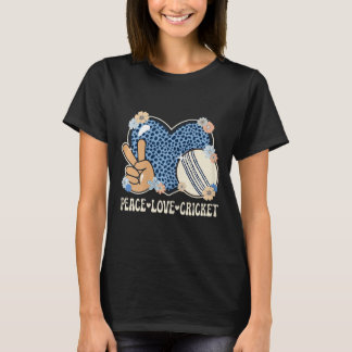 T-shirt Peace Love Cricket Lover Outfit Cheetah Print Wome