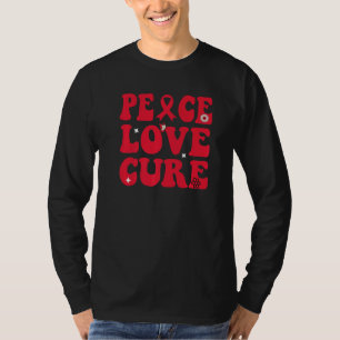 T-shirt Peace Love Cure Aids Sensibilisation Hiv Aids Sens