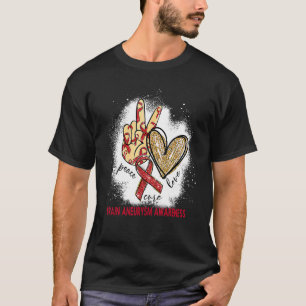 T-shirt Peace Love Cure Bleached Cerveau Aneurysme Sensibi