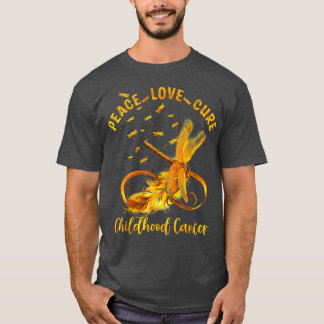 T-shirt Peace Love Cure Cancer de l'Enfance Chemise Infini