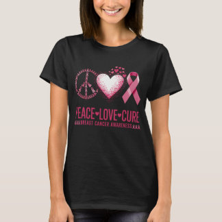 T-shirt PEACE LOVE CURE Cancer du sein