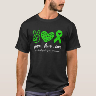 T-shirt Peace Love Cure Cérébral Palsy Pour Femmes Enfants
