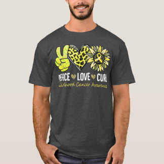 T-shirt Peace Love Cure Chilhood Cancer Awareness Jaune