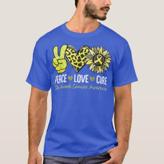 T-shirt Peace Love Cure Chilhood Cancer Awareness Jaune