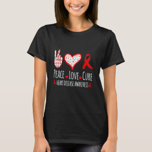 T-shirt Peace love cure Coeur Maladie conscience coeur rou