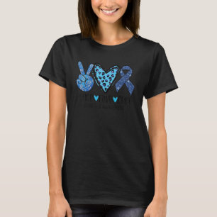 T-shirt Peace Love Cure Diabetes Sensibilisation Leopard B