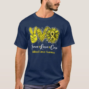 T-shirt Peace Love Cure Enfance Cancer Sensibilisation Sun