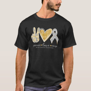 T-shirt Peace Love Cure Grey Ribbon Sensibilisation au can